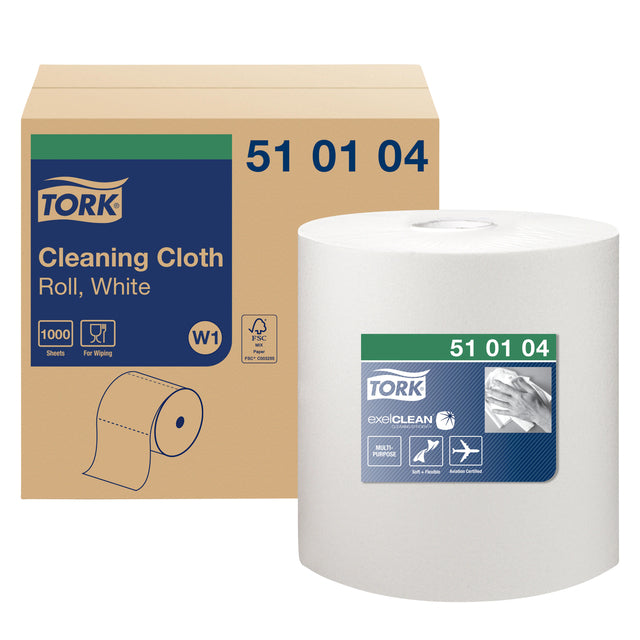 Tork - Reinigungstuch mit Herbr. 1000vel White 510104 | Rollen Sie ein 1000 Blatt