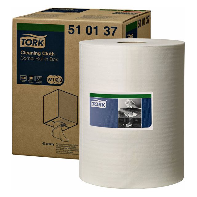 Tork - Reiningingsdoek W1 herbruikbaar nonwoven 400 vel wit 510137