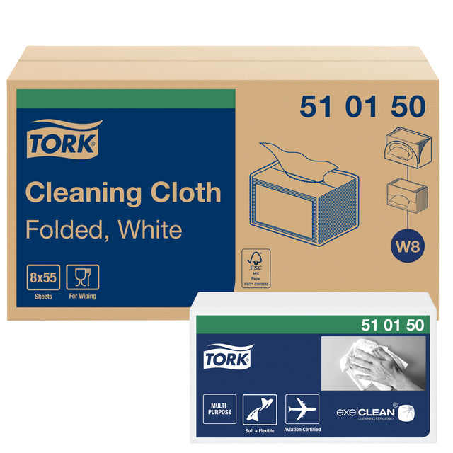 Tork - Nettoyage du tissu W8 Flex nonw 55vels 510150 | Box a 8 costume