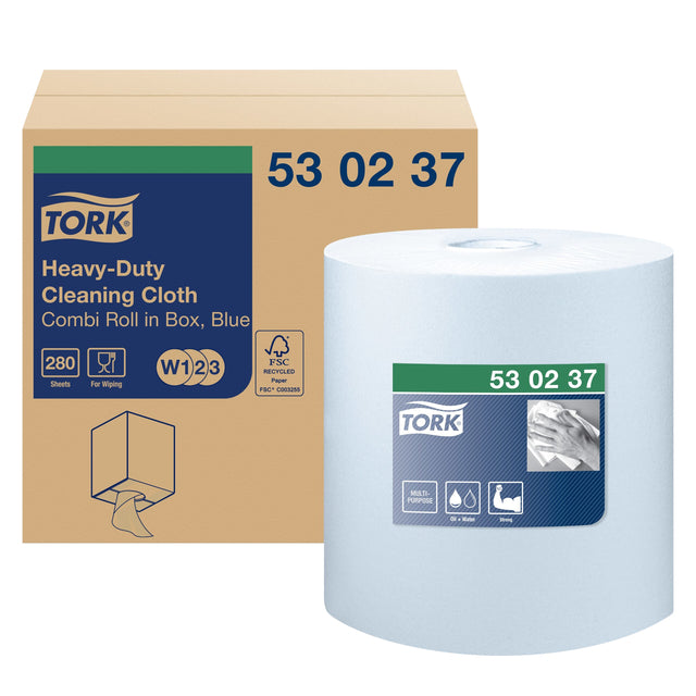 Tork - Reinigingsdoek Heavy-Duty W1/2/3 multifunctioneel 280 vel blauw 530237