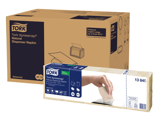 Tork - Serviette N4 Xpressnap Advanced pli 1/4 1 couche 213x330mm 1125 feuilles naturel 13840