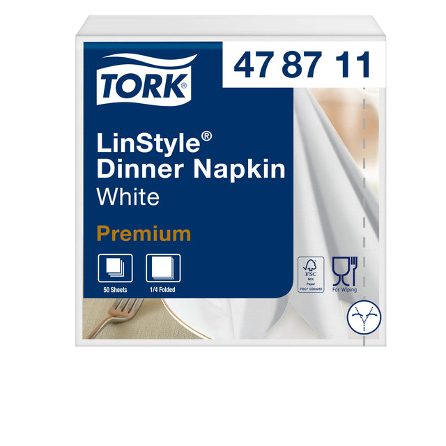 Tork - Dinnervet Linstyle 39x39cm 50st White 478711 | Saisir un 50 morceau