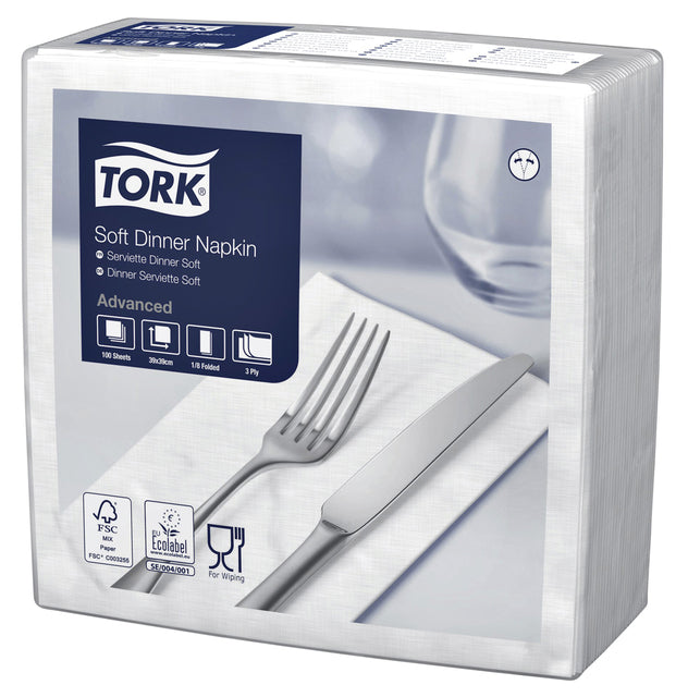 Tork - DinnerFeet 39x39cm 100st White 477579 | Prendre 100 pièces