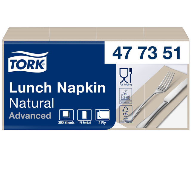 Tork -  Lunchservet advanced achtstevouw naturel