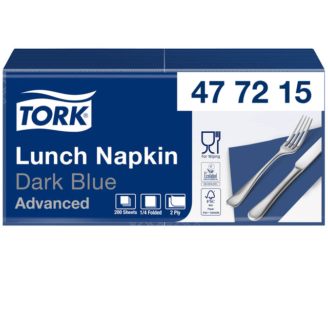 Tork - Noisette 33x33cm bleu foncé 200st 477215 | Emballer 200