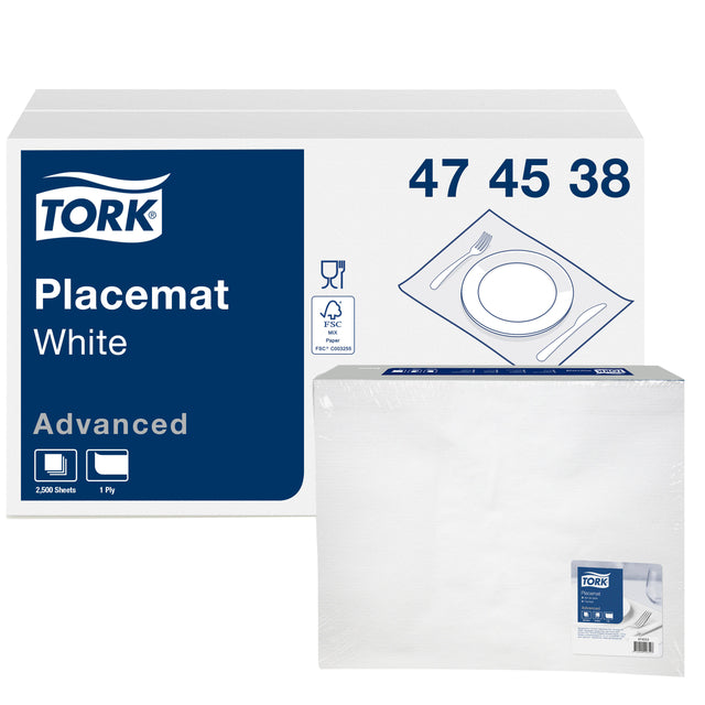 Tork - Placemat 42x27cm 500 pièces blanches 474538 | Prendre 500 pièces