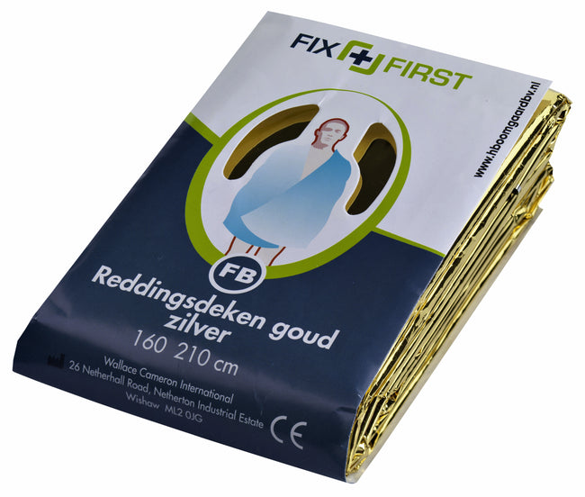 FixFirst -  Reddingsdeken  folie 160x210cm zilver/goud