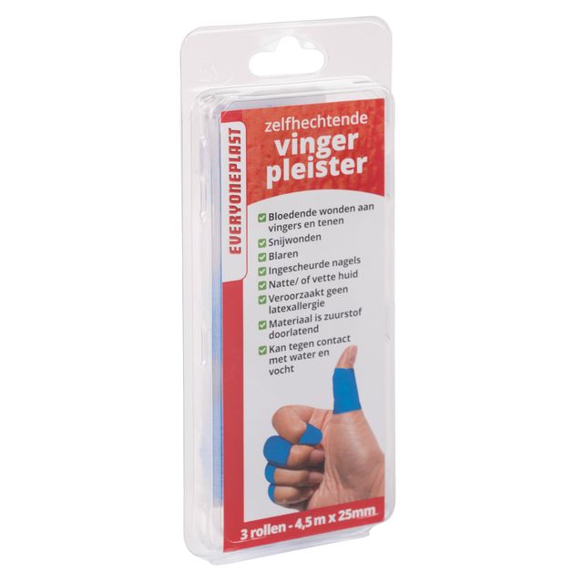 Allglue - Finger plaster self-adhesive on a roll 25mmx4.5m blue 3 rolls