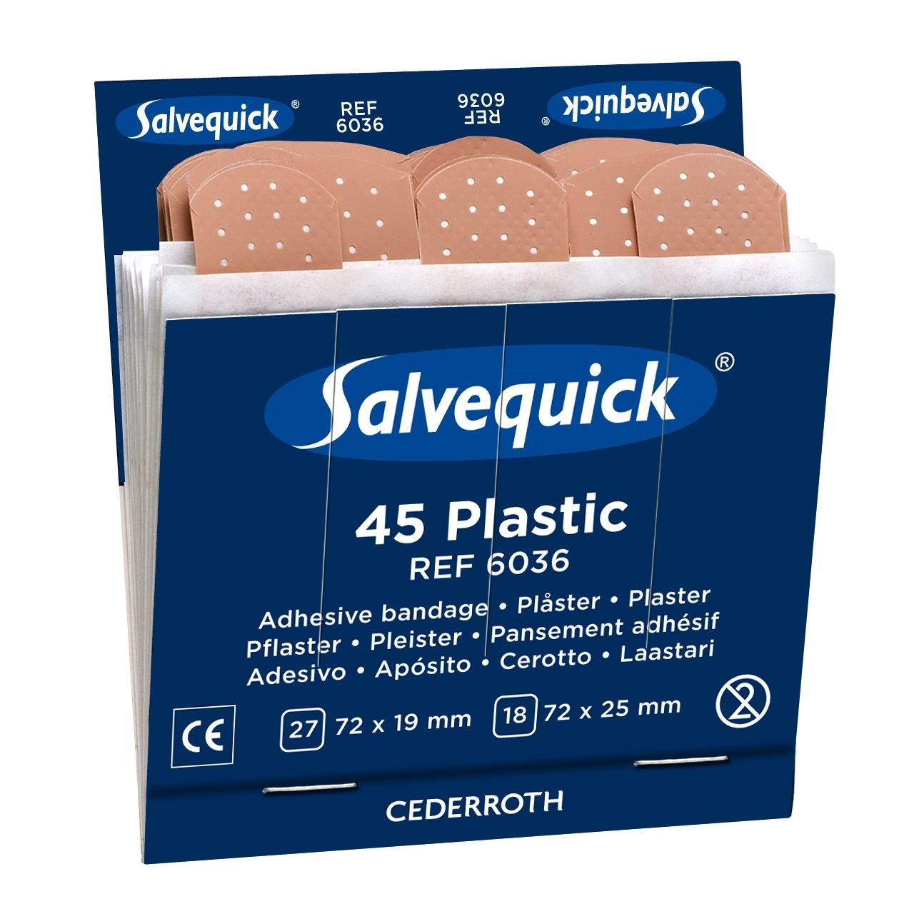 Salvequick -  Pleisters navulling plastic 6x 45 stuks