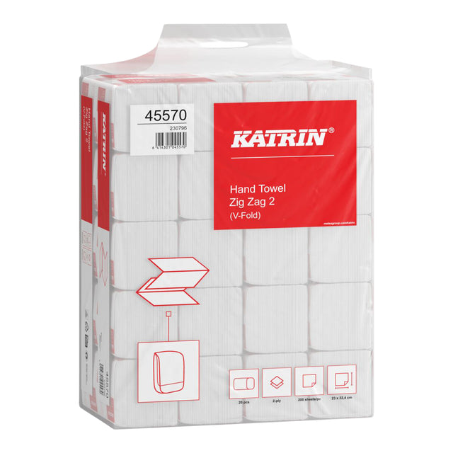 Katrin -  Handdoek z-vouw 2-laags 224x230mm 20x200 vel wit 45570