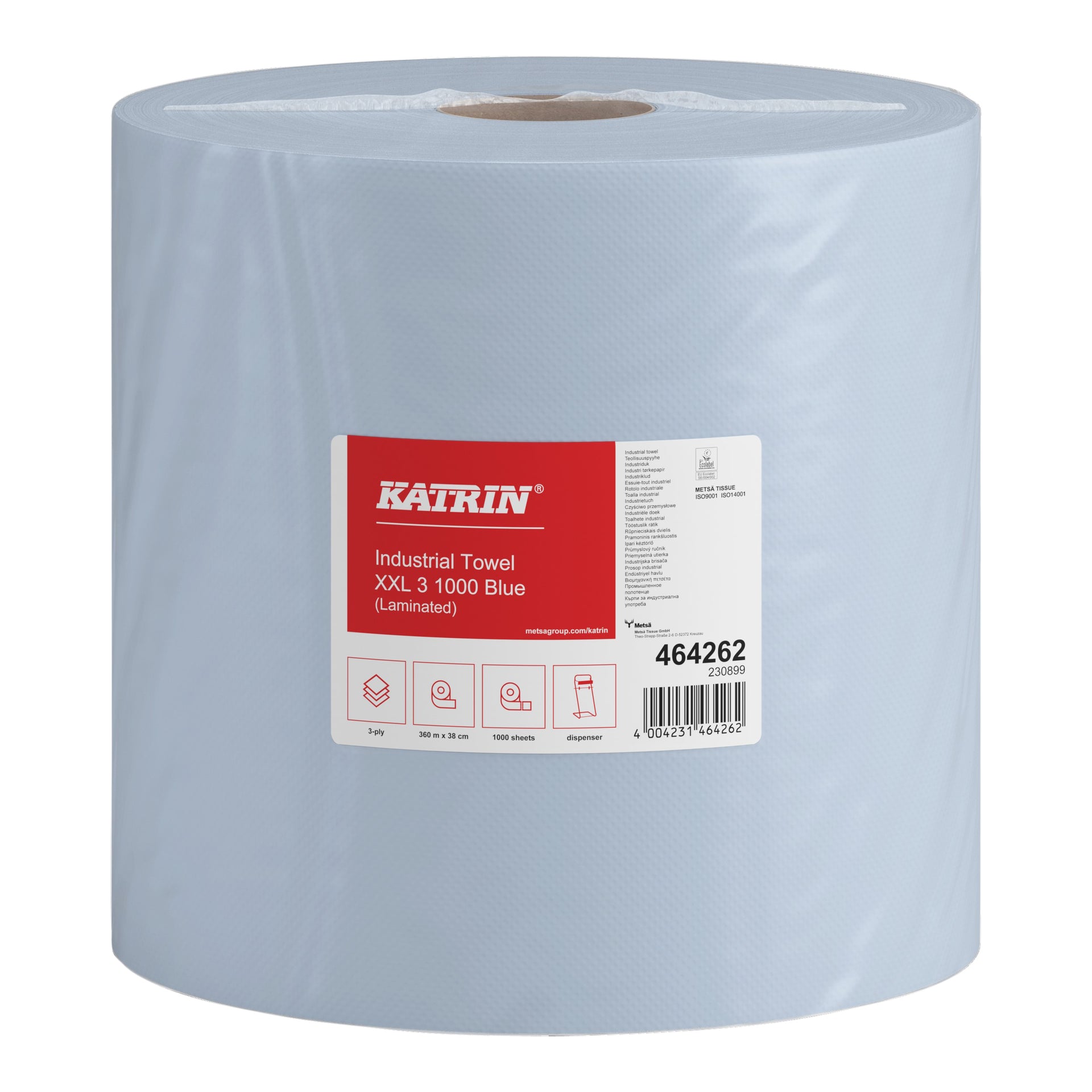Klika - Papel de limpieza industrial extra grande 3 capas 1000 hojas azul 464262