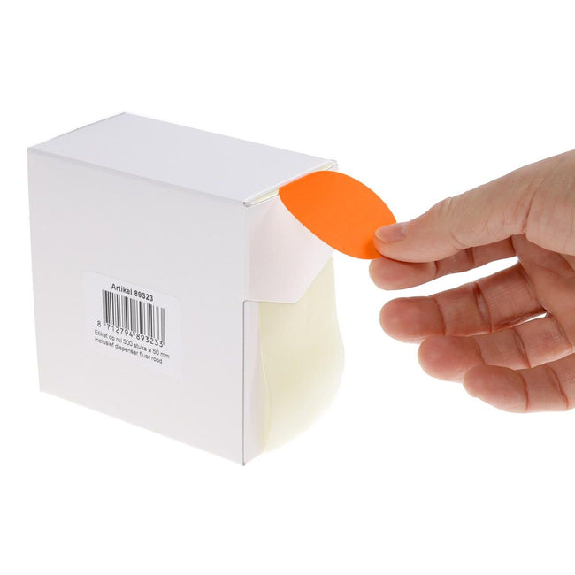 Rillprint -  ronde etiketten, diameter 50 mm, rol van 500 stuks, fluo rood