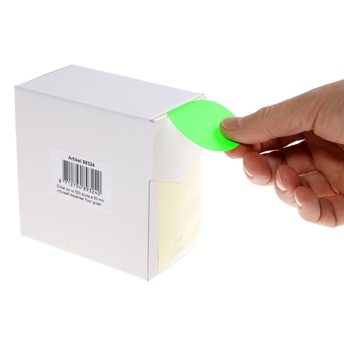 Rillprint - Etichette rotonde, diametro 50 mm, rotolo da 500 pezzi, verde fluo