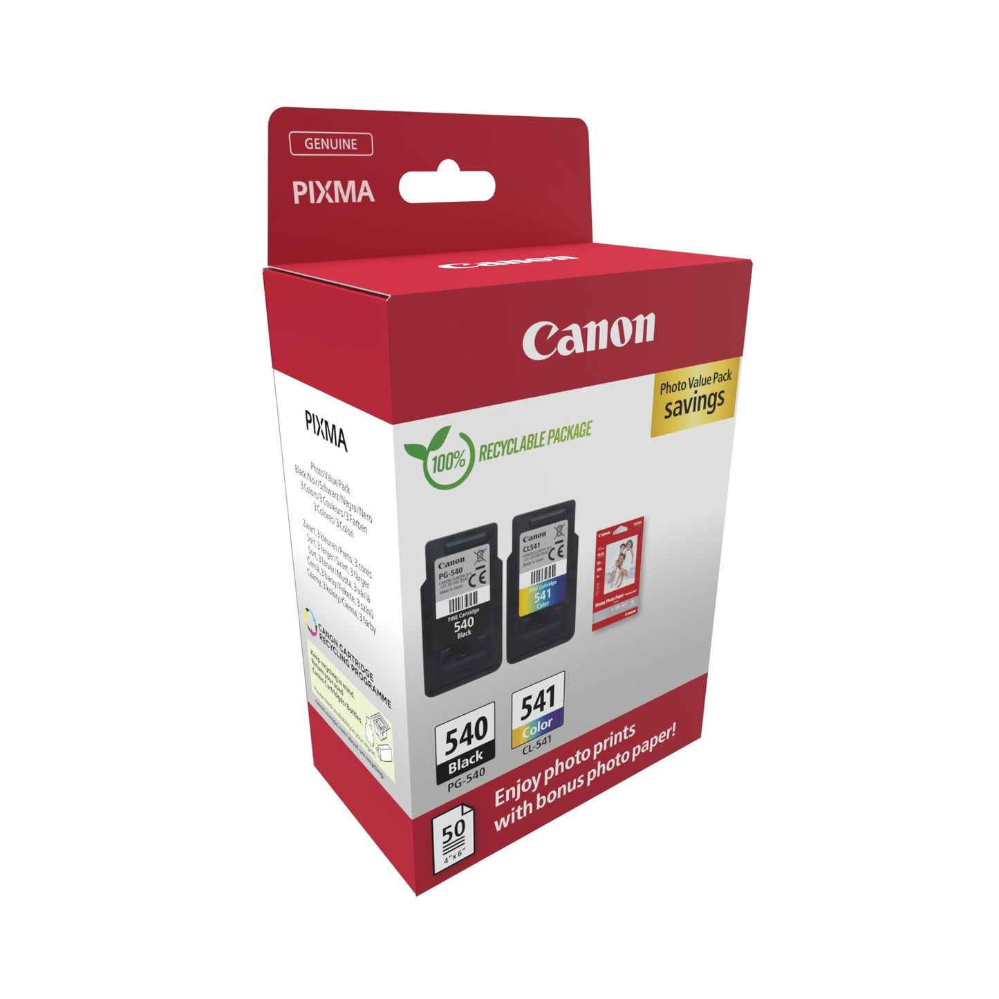 Canon - Cartucho de tinta PG-540 CL-541 negro + kl + papel