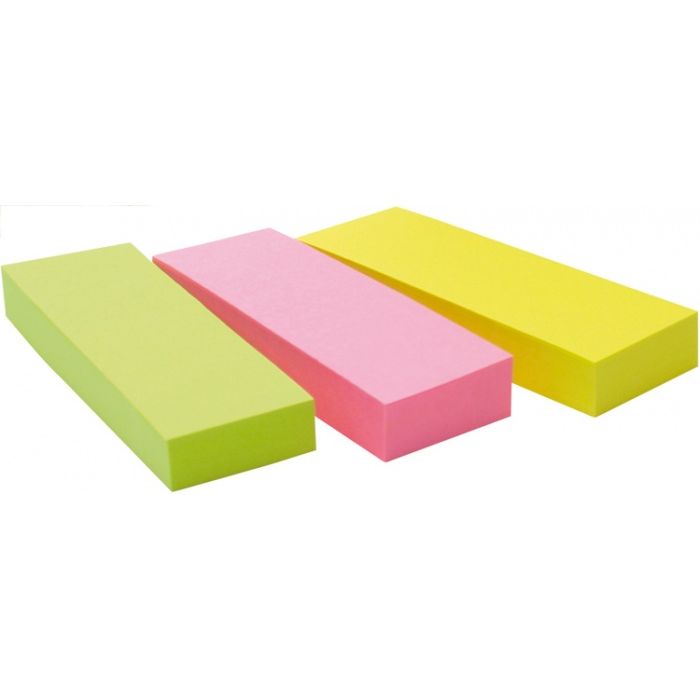 Post-it - marqueurs notes, pi 25 x 76 mm, blister de 3 x 100 feuilles, couleurs assorties