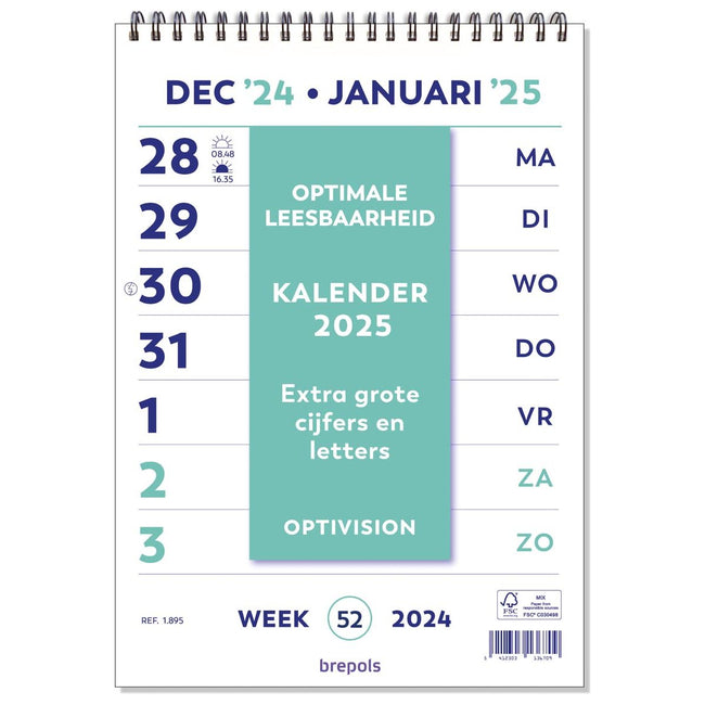 Brepols - Brepols Optivision Calendar Niederländisch - Sprecher, 2025