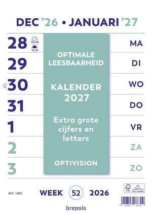 Brepols - Calendario Optivision in olandese, 2026