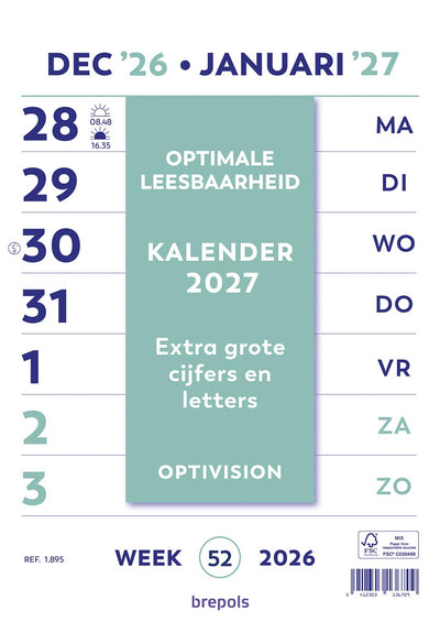 Brepols - Calendario Optivision in olandese, 2026