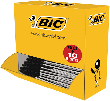 BIC -  balpen Cristal Medium voordeelpak 90 + 10 gratis, zwart