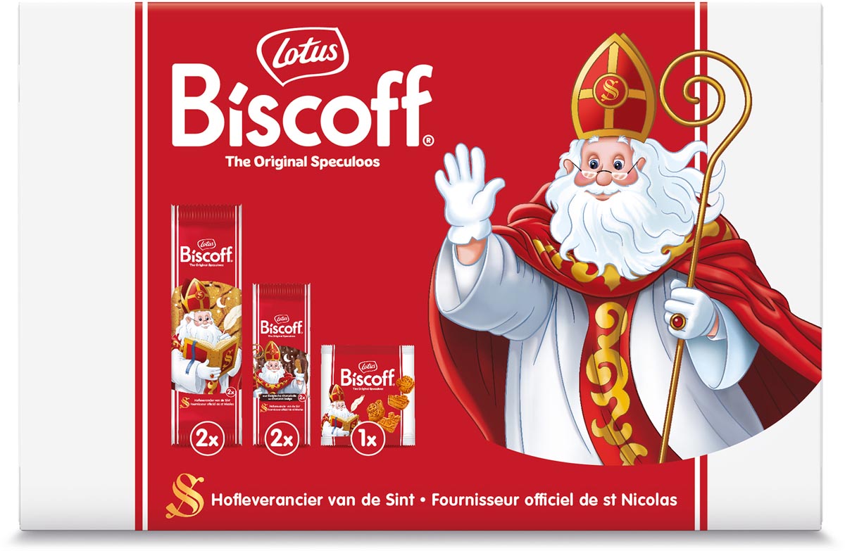 Lotus - Lotus speculaaskoekjes, Sinterklaasdoosje, 180g, doos van 5 pakjes