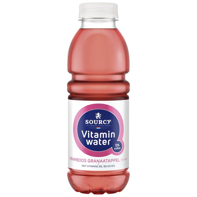 Sourcy - Water vitamin framboos/granaa. fles 0.5l | 6 stuks