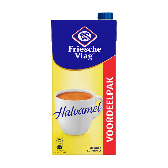 Friesche Vlag - Kaffeemilch Friesche Vlag Halvamel 930ml | Packen Sie einen 930 Milliliter | 6 Stück