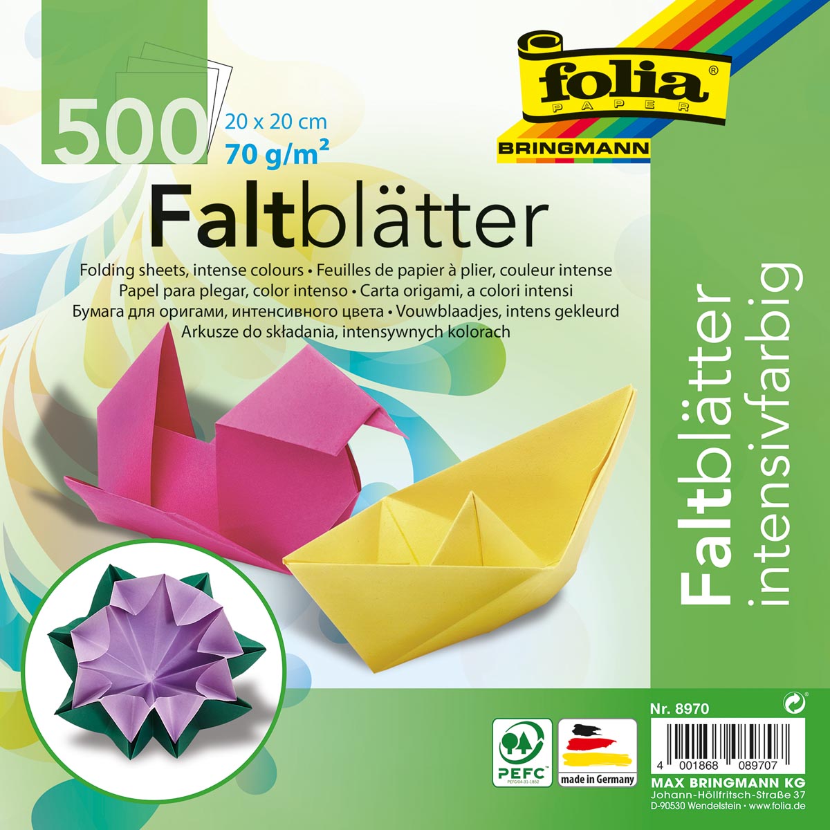 Folia - Folia Pliage Feuilles Ft 20 x 20 cm, paquet de 500 feuilles