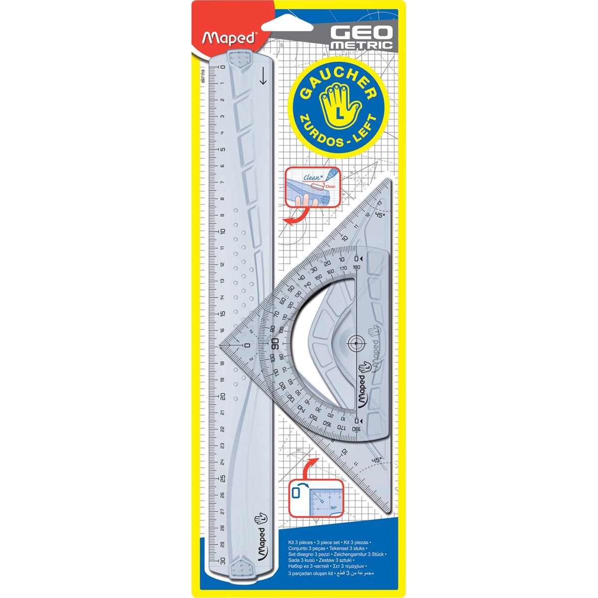 Maped - 3-teiliges Zeichenset für Linkshänder