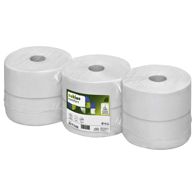 Satino par wepa - papier toilettes satino confort JT2 2lgs 380m blanc | Paquet de 6 rouleaux