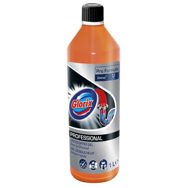 Glorix - Drain unblocker Professional gel 1 liter | 6 pieces