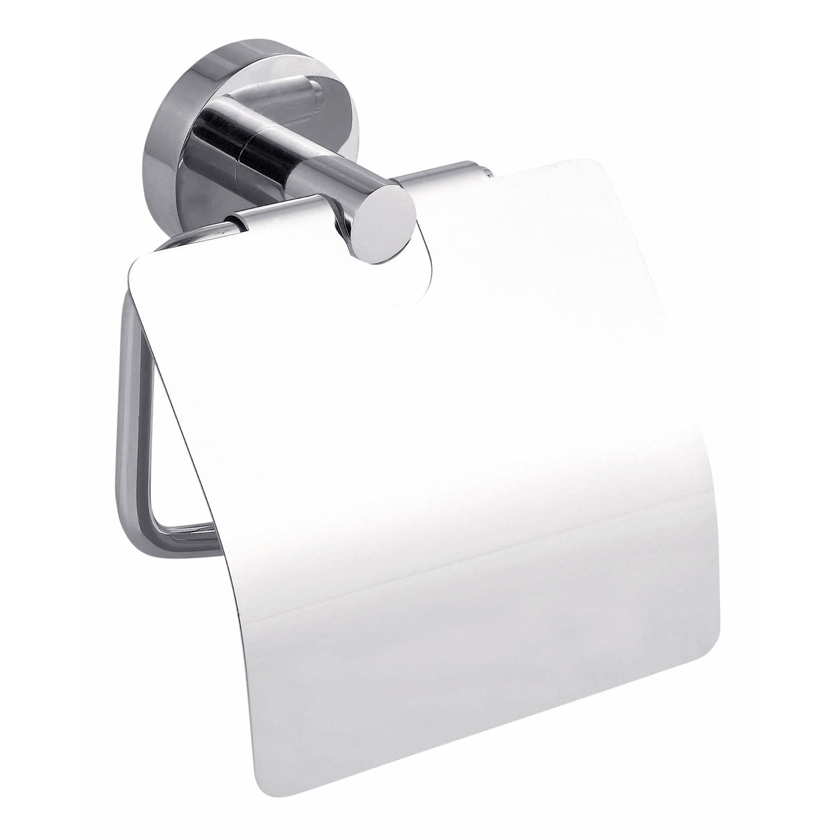 Tesa - Portarotolo con coperchio ® Smooz in metallo cromato lucido, autoadesivo