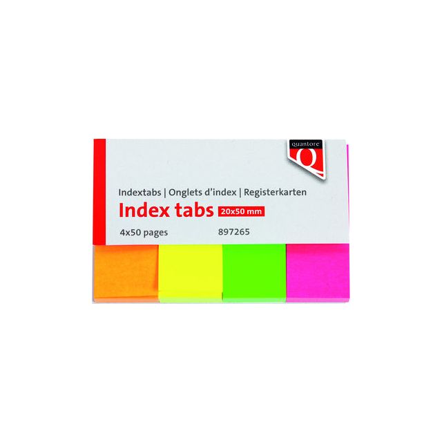 Quantore - Indextabs 20x50 mm néon | 3 pièces