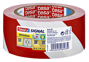 Tesa - waarschuwingse Universal, ft 50 mm x 66 m, rood/wit