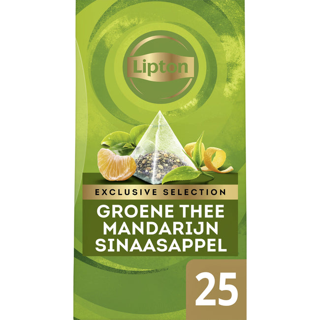 Lipton - Tea Exclusive Thé vert mandarine 25 sachets de pramidex2gr | 6 pièces