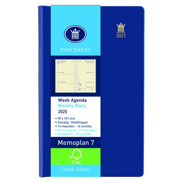 Ryam - Agenda 2023 Ryam Memoplan 7 Suprema Nappa 7dagen/2pagina's assorti