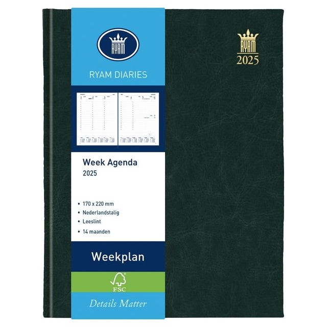 Ryam - Agenda 2025 Ryam Weekplan Mundior 7dagen/2pagina's zwart