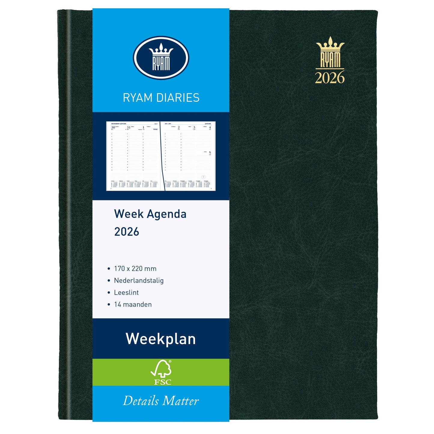 Ryam - Agenda 2026 Weekly plan Mundior 7 days/2 pages black