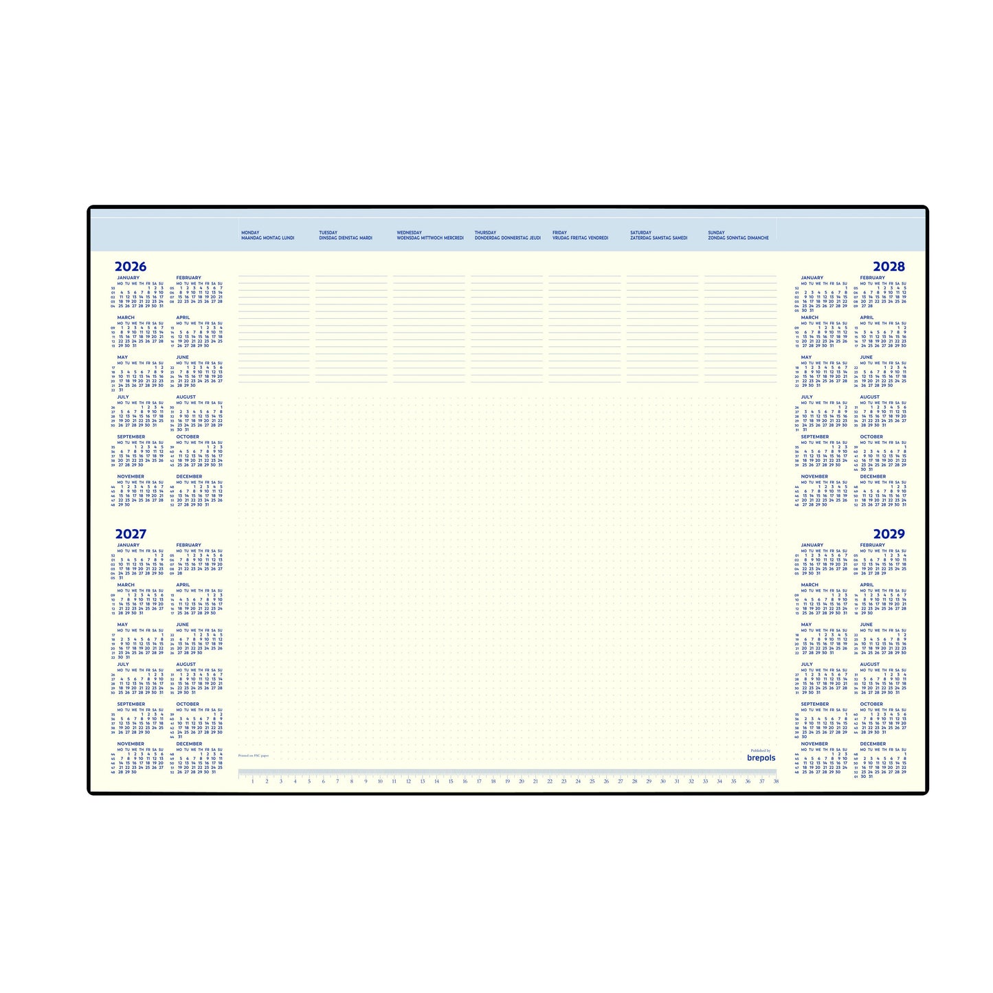 Brepols - Underlay block 2026 Desk Mate 7 days/1 page 412x590x8mm 35 sheets in holder