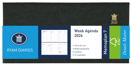 Ryam - Agenda 2026 mémo plan 7 mundior 7j/2p noir
