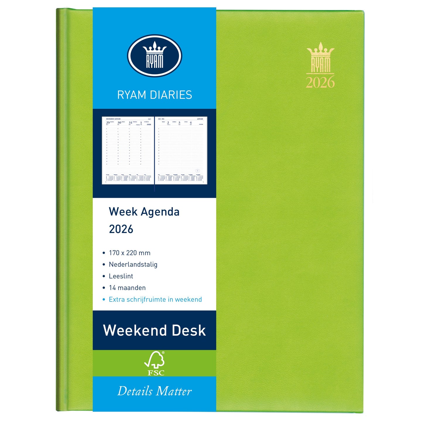 Ryam -  Agenda 2027  weekend desk lazio 7d/2p assorti