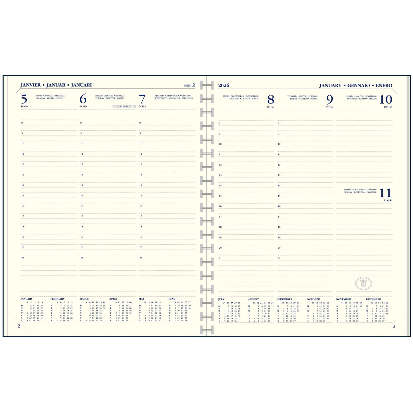 Ryam - Recharge Agenda 2026 Executive A5 7 jours/2 pages portrait