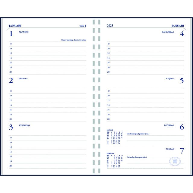 Ryam - Agendavulling 2023 Ryam Memoplan 7 staand 7dagen/2pagina's wit