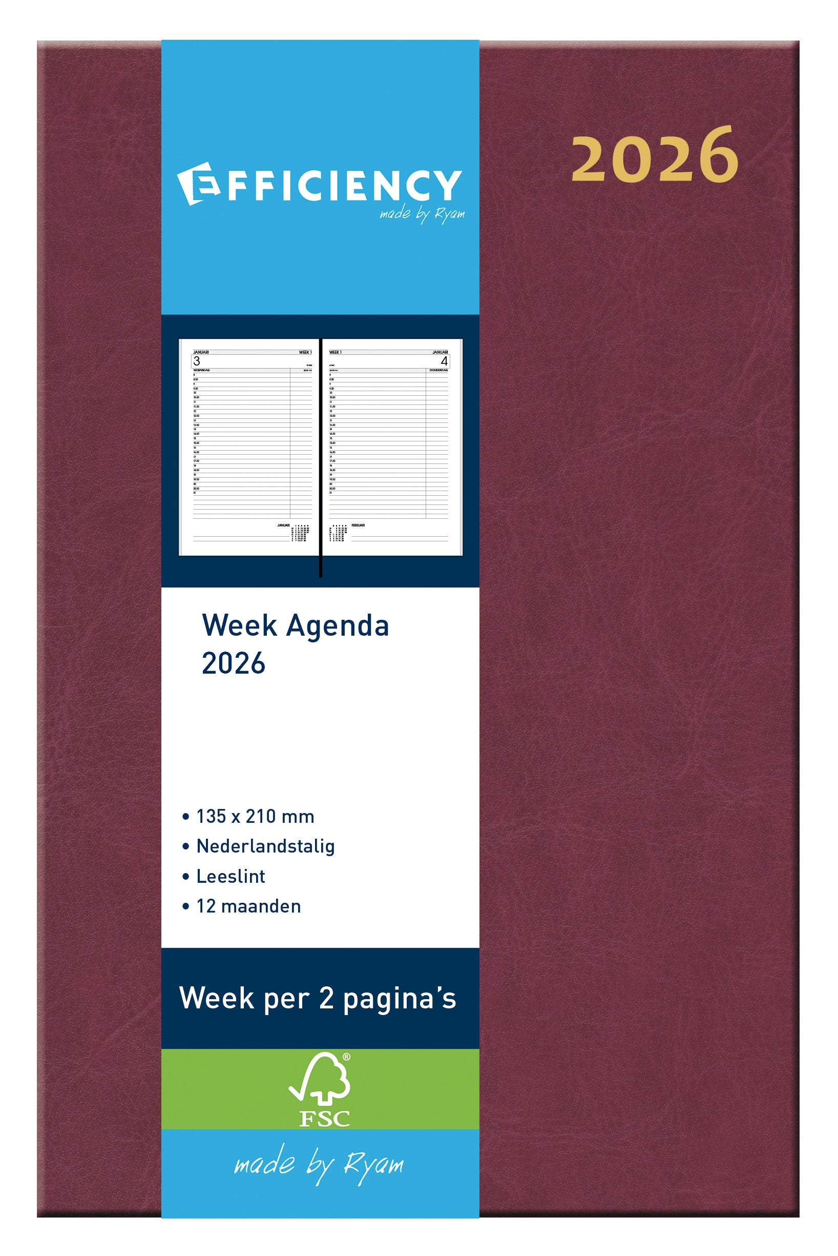 Ryam - Agenda 2026 efficiency baladek 7d/2p bordeaux