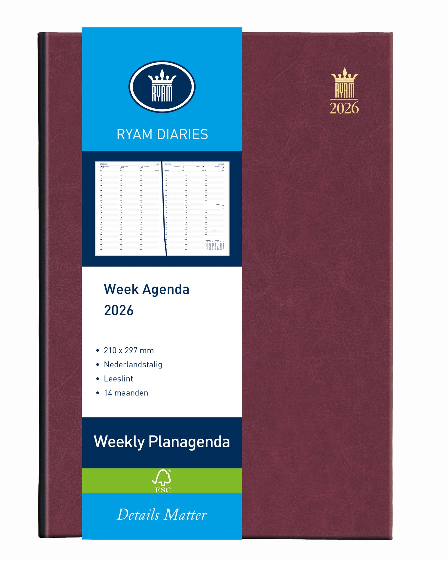 Ryam -  Agenda 2027  weekly 7d/2p bordeaux