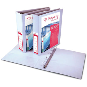 Pergamy - classeur à anneaux personnalisable, ft A4, 2 pochettes, 2 pochettes, 4 anneaux D de 60 mm, blanc