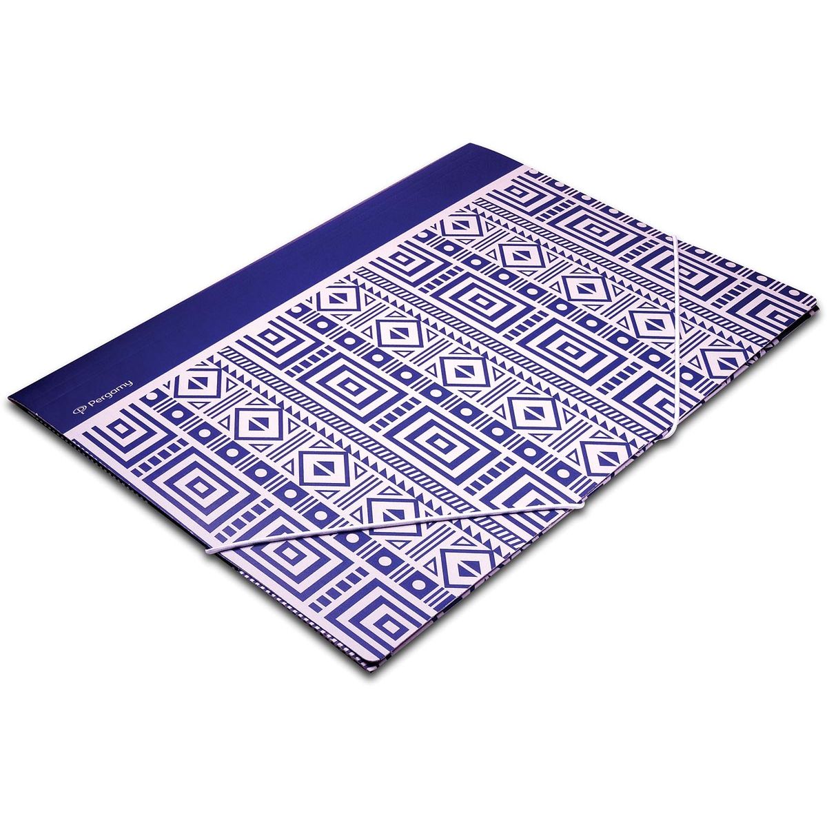 Pergamy - Carpeta étnica de elasto con solapas, tamaño A4, azul