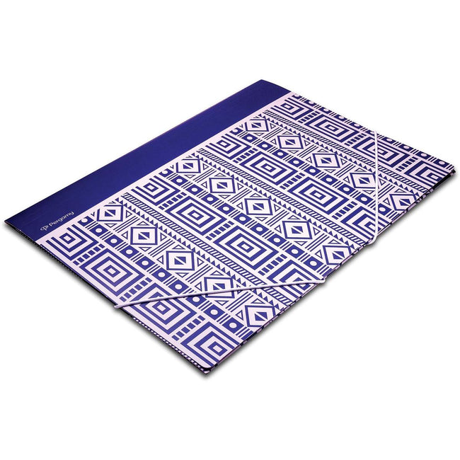 Pergamy - Chemise ethnique élasto à rabats, pi A4, bleu