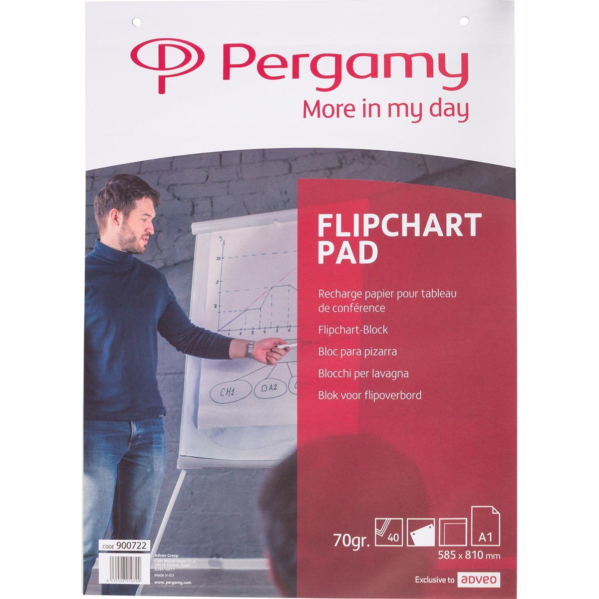 Pergamy - Pergamy flipchartpapier ft A1, blanco, 40 blad