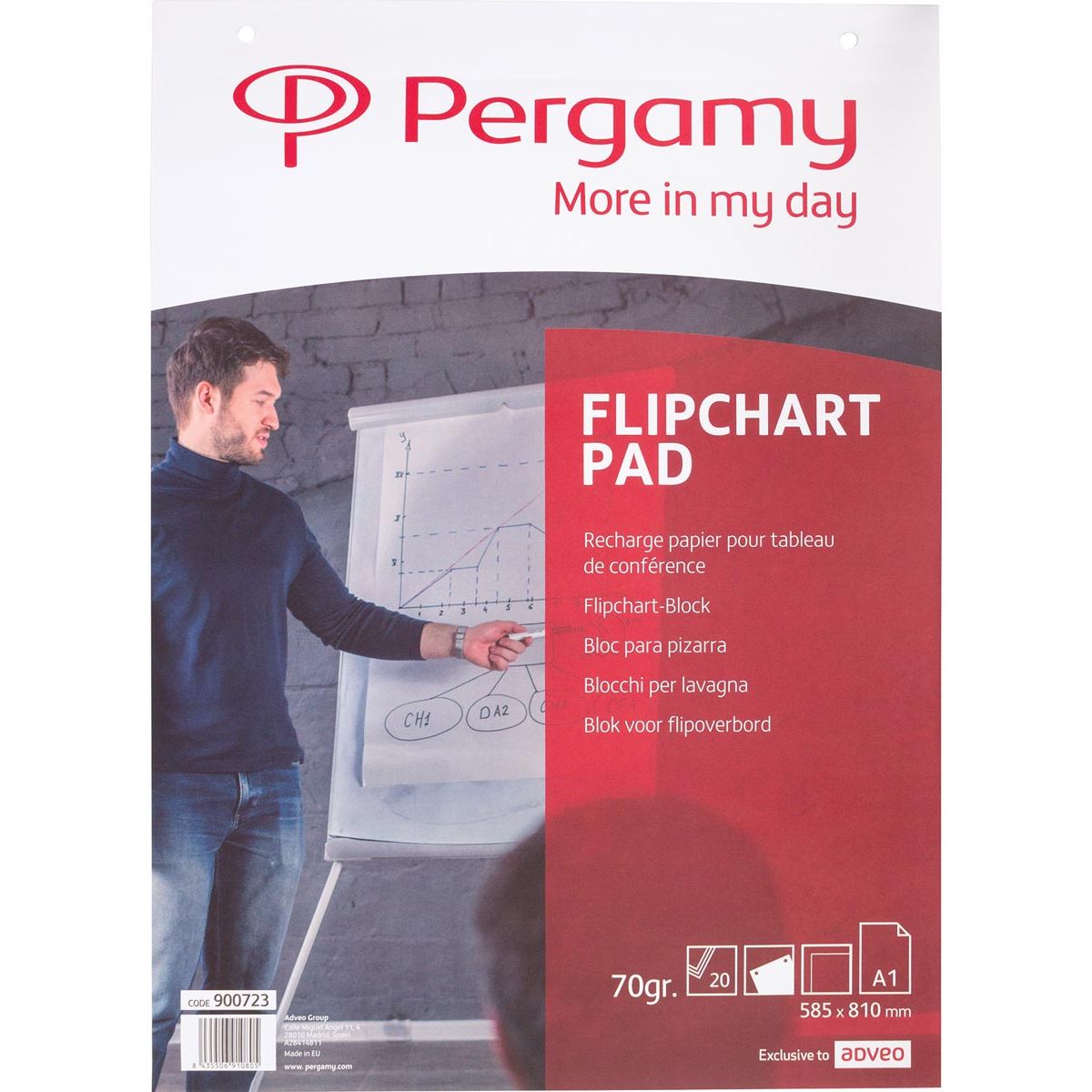 Pergamy - Pergamy flipchartpapier ft A1 (58,5 x 81 cm), blanco, pak met 20 blad