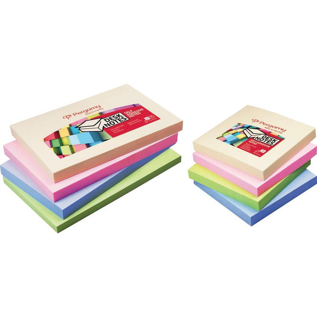 Pergamie - Notes de pergamie, ft 76 x 76 mm, 4 couleurs pastel assorties, paquet de 12 blocs